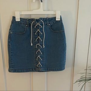 Pacsun lace up denim mini skirt